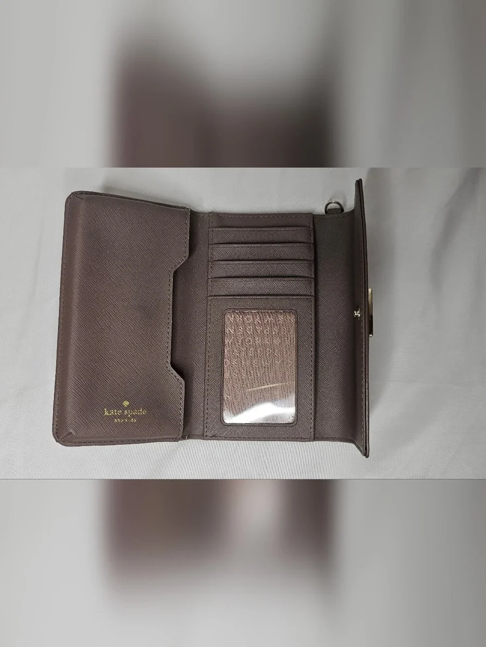 Kate Spade New York Saffiano Leather Trifold Wallet Mauve Taupe NO STRAP